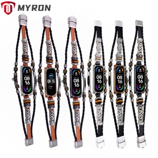 Myron สายรัดข้อมือหนังแท้ แบบนิ่ม สําหรับ Mi Band 6 5