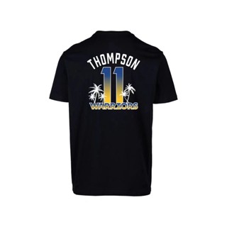 เสื้อยืดแขนสั้นลําลอง ผ้าฝ้ายแท้ พิมพ์ลาย Warriors Thompson เหมาะกับการเล่นกีฬาบาสเก็ตบอล