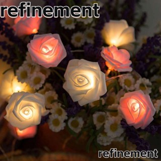 Refinement สายไฟหิ่งห้อย LED รูปดอกกุหลาบ กันน้ํา ใช้แบตเตอรี่ คุณภาพสูง สําหรับตกแต่งปาร์ตี้คริสต์มาส