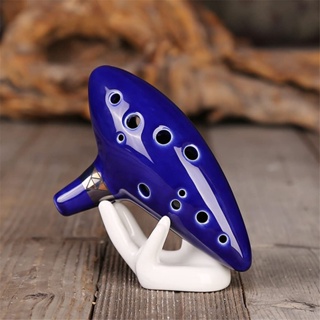 Ocarina เครื่องดนตรีโอการินา เซรามิค Alto C 12 โทนเสียง พร้อมสายคล้องคอ และกระเป๋า สีฟ้า The Legend of Zelda: Ocarina of Time