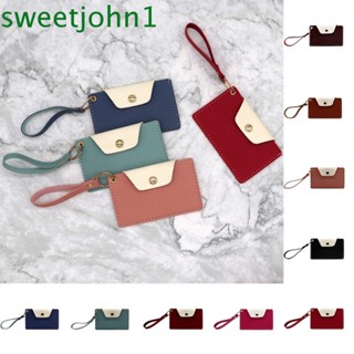 Sweetjohn กระเป๋าใส่เหรียญ ทรงคลัทช์ ใบสั้น สีพื้น สไตล์เกาหลี เรโทร สําหรับผู้หญิง