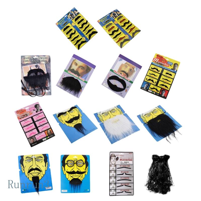 Run หนวดปลอม เคราปลอม แบบยืดหยุ่น ปรับได้ อุปกรณ์เสริม สําหรับปาร์ตี้ฮาโลวีน