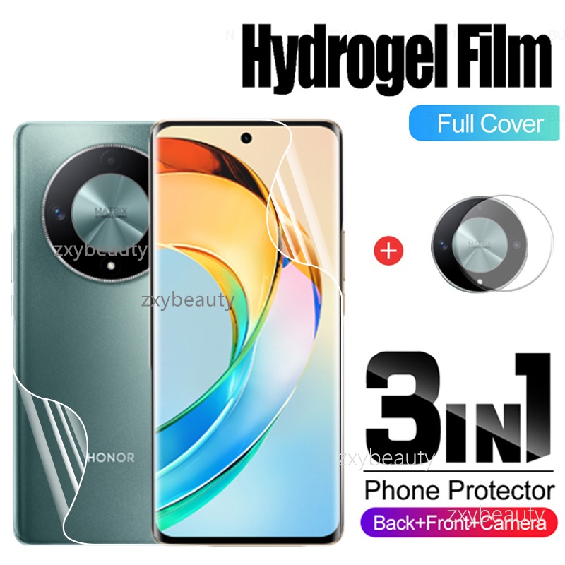 3in1 Soft Hydrogel ฟิล์มสําหรับ Honor X9B X9D X9A X9C 5G คาร์บอน Fibre กลับฟิล์มสําหรับ HonorX9B Hon