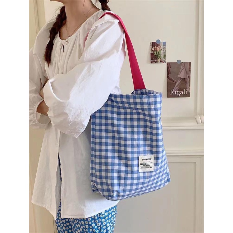 INS สไตล์ฮอต สไตล์เกาหลี กระเป๋าถือ กระเป๋าสะพาย ผ้าลูกฟูก พิมพ์ลาย เหมาะกับหลากหลายสไตล์ พร้อมส่ง. - รูปที่ 7