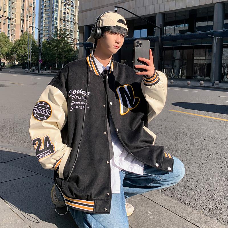 เสื้อแจ็คเก็ตแบรนด์อินเทรนด์ ชุดเบสบอล ใหม่ล่าสุด เสื้อแจ็คเก็ตสุดหล่อสไตล์ผู้ชายคู่รักA117##