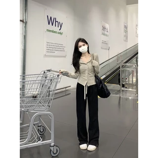 พร้อมส่งจากไทย เสื้อไหมพรมกันหนาวเข้ารูป เสื้อแขนยาวผู้หญิงสไตล์เกาหลี