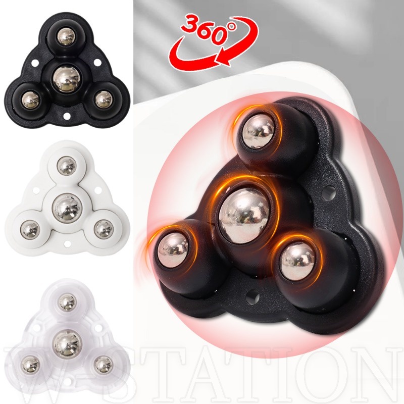 3-in-1 ล้อลูกกลิ้งสเตนเลส 360 มีกาวในตัว ประหยัดแรงงาน ไร้เสียง° ลูกล้อหมุนเฟอร์นิเจอร์ อเนกประสงค์ พร้อมตลับลูกปืน และลูกปืน แข็งแรง