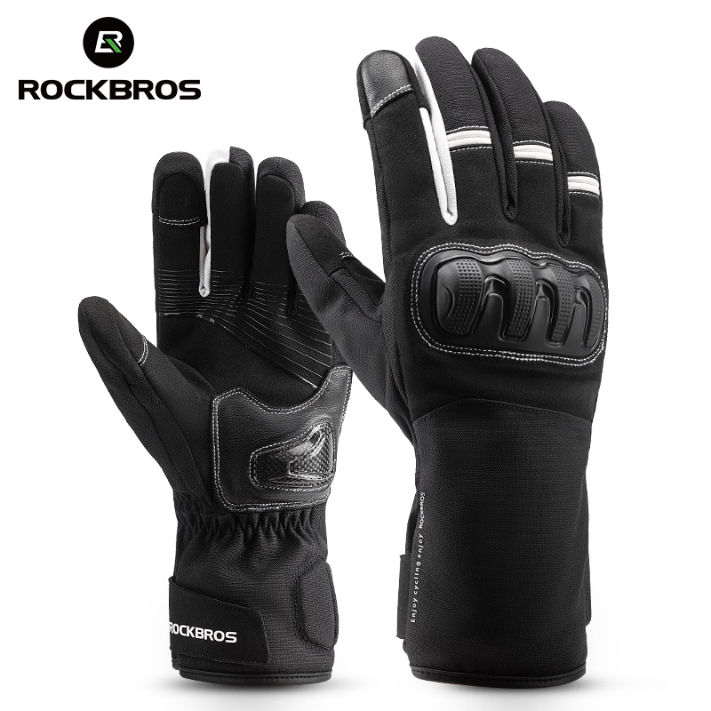 ROCKBROS ถุงมือหนัง แบบหนา กันตก กันลม อุปกรณ์ขี่รถจักรยานยนต์ สําหรับผู้ชาย