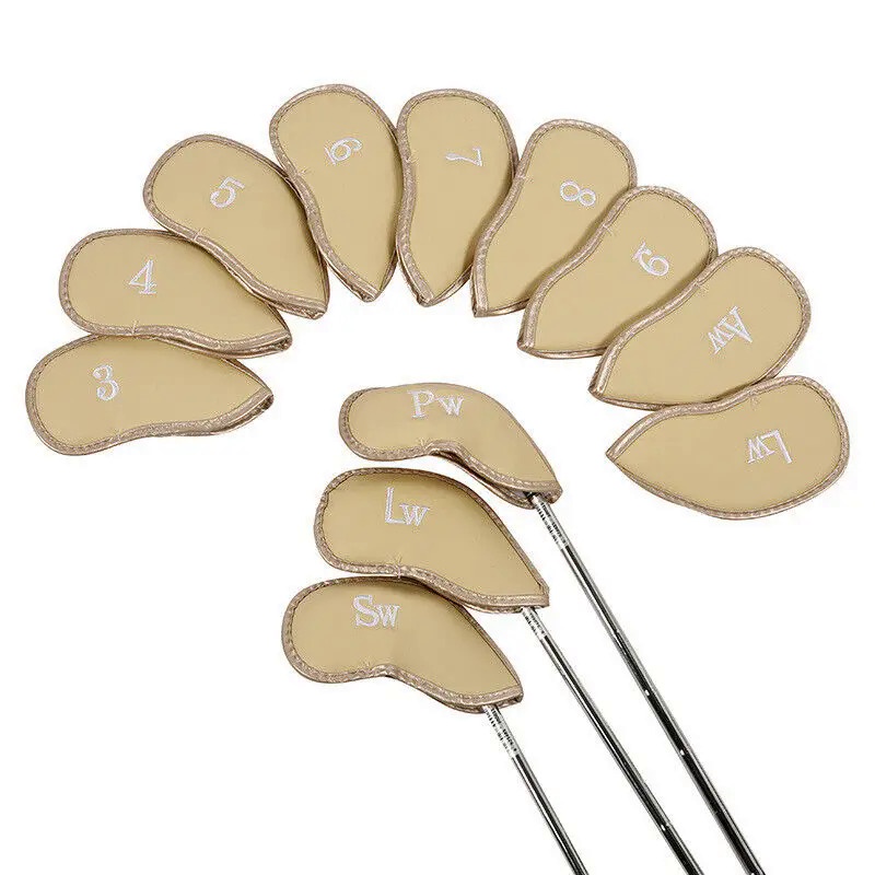 12PCS PU Leather Golf Iron Head Covers Iron Golf Club Protective Golf Club Iron Head Protector Golf 