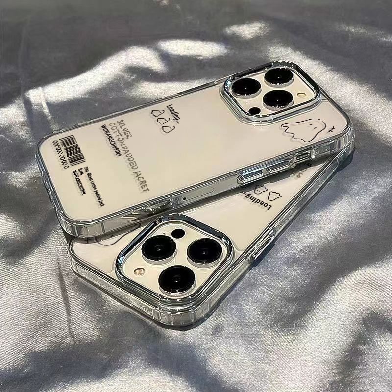 Simple Ghost Phone Case for Iphone15/14promax Phone Case Apple 13 Metal Button 12/11 Drop-Resistant Xs Transparent
