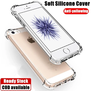 สําหรับ Apple iPhone SE 2016 5 5s 6 6s 7 8 Plus บาง คริสตัล ใส นิ่ม ซิลิโคน เจลลี่ เคสที่มีสี่มุม เสริม ปกใส