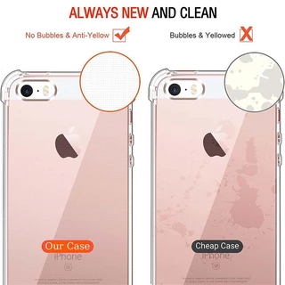 สําหรับ Apple iPhone SE 2016 5 5s 6 6s 7 8 Plus บาง คริสตัล ใส นิ่ม ซิลิโคน เจลลี่ เคสที่มีสี่มุม เสริม ปกใส