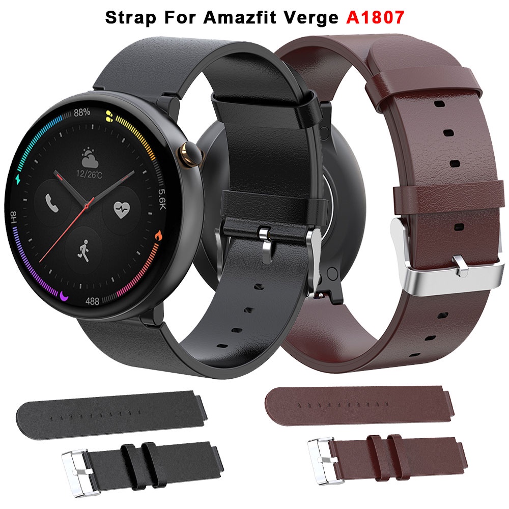 สายนาฬิกาหนังสําหรับ Huami Amazfit 2 A1807 Smartwatch สร ้ อยข ้ อมือ Correa สําหรับ Xiaomi Amazfit2 A-1807 สายรัดข ้ อมือเข ็ มขัด Watchband
