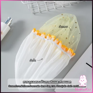 NKK หมวกคลุมผมอาบน้ํา แบบหนาพิเศษ กันน้ํา สองชั้น ลายน่ารัก Shower cap