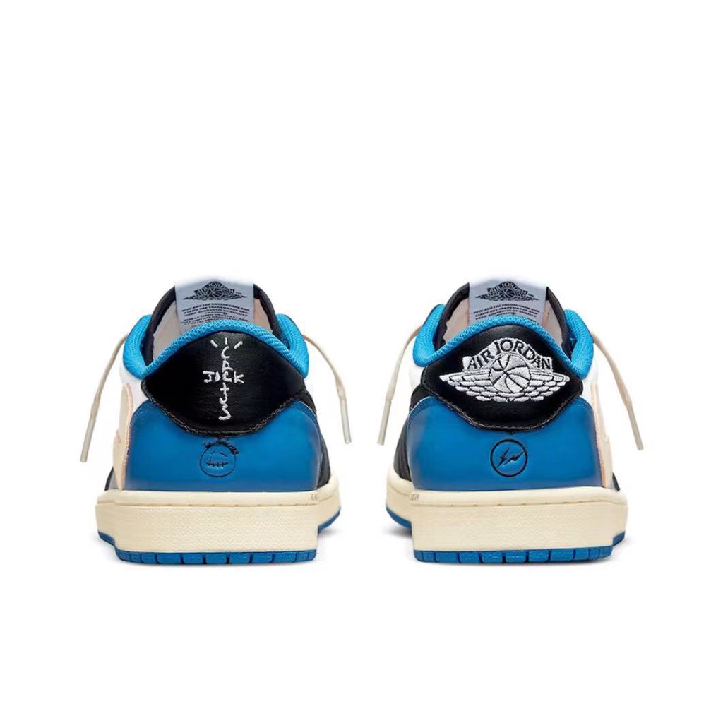 แท้💯% Nike Air Jordan 1 Low Fragment x Travis Scott WHITE BLUE BLACK DM7866-140
