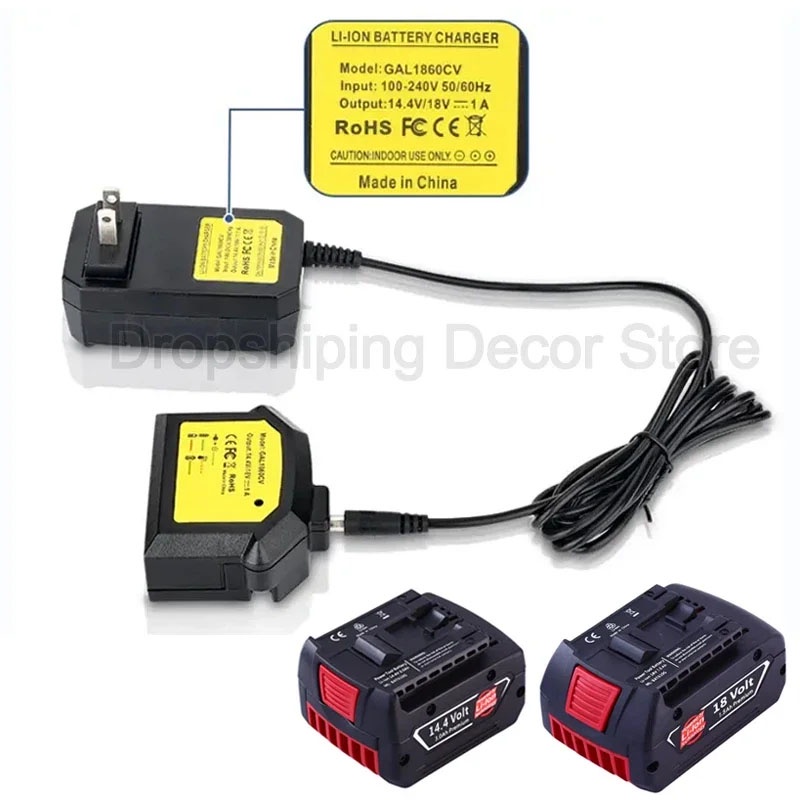 1A แบตเตอรี่ลิเธียม Charger พร้อมตัวบ่งชี้ LED สําหรับ Bosch 14.4V 18V Li-Ion แบตเตอรี่ BAT614 BAT61