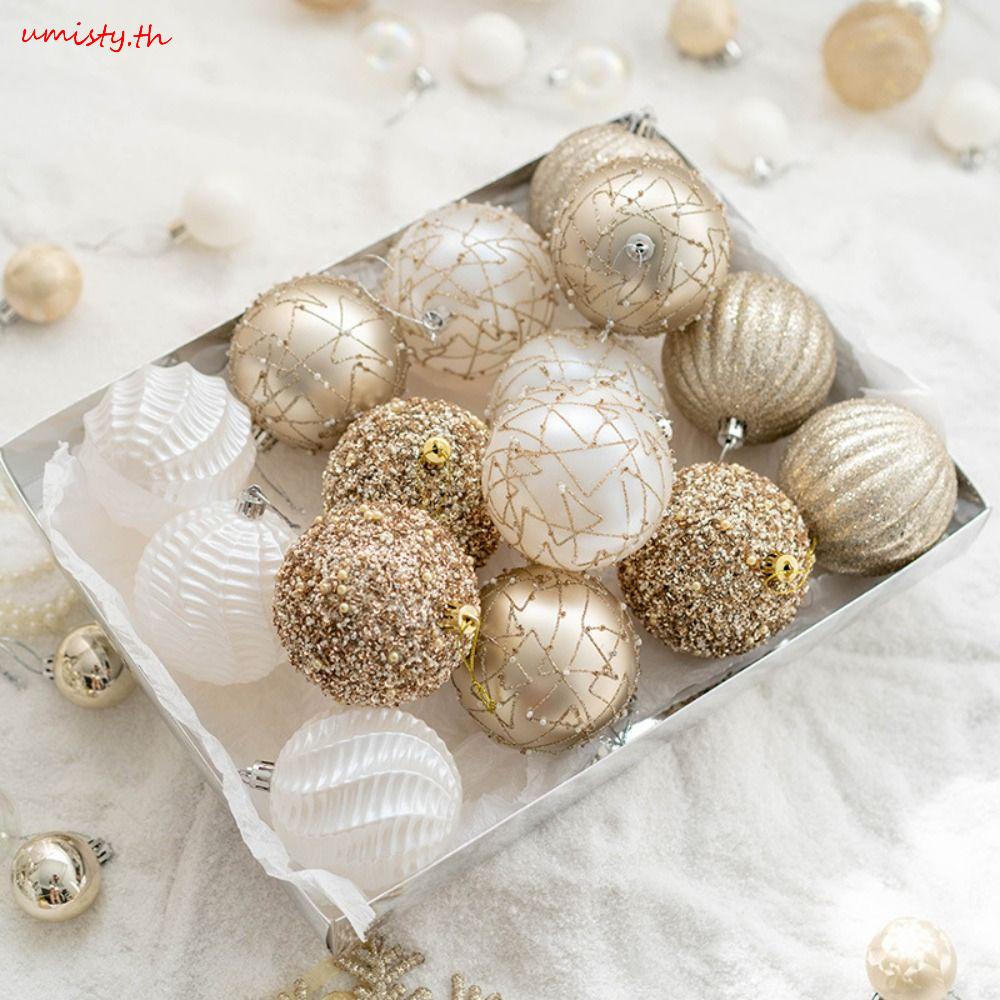 Umisty ลูกบอลพลาสติก สีแชมเปญ สําหรับแขวนตกแต่งต้นคริสต์มาส