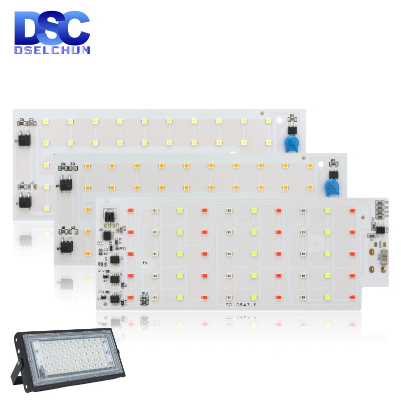 Dselchun 50W LED น้ําท่วมชิป SMD 2835 กลางแจ้ง Floodlight Spotlight ลูกปัด AC 220V สําหรับ LED โคมไฟถนนภูมิทัศน์