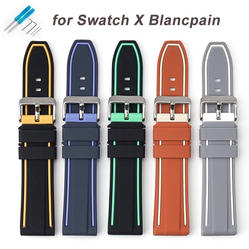 สายนาฬิกาข้อมือ ยางซิลิโคน กันน้ํา 22 มม. สําหรับ Swatch X Blancpain Five Oceans Series