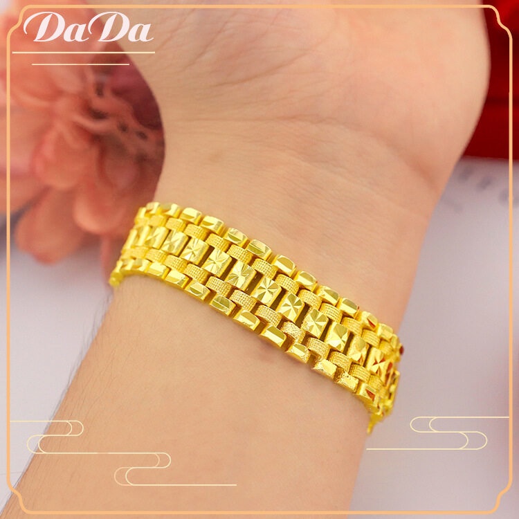 [ของแท้ 100%] Saudi Gold แท้ สร้อยข้อมือทอง 18K โซ่นาฬิกาผู้ชาย เครื่องประดับทองแท้
