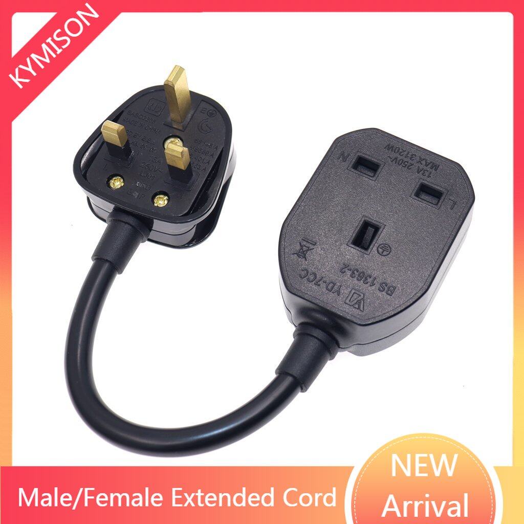 BS1363 UK British Male Plug to Female Outlet Socket Power Extension Cord HK Singapore Power Cable Ex