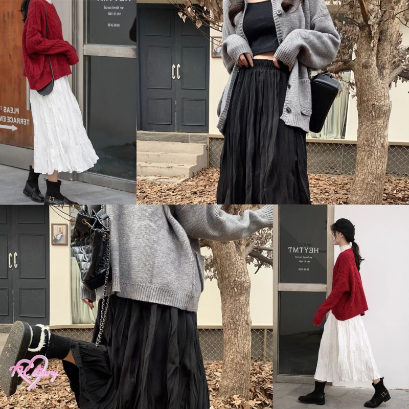 ဆောင်းဦးပုံစံ အမျိုးသမီးဂျျူပ် (Plated/Pleated) အမြင့်ခါး + စတိုင်လ် အီလီဂံ (ဘန်ကောက်မှ တင်ပို့)