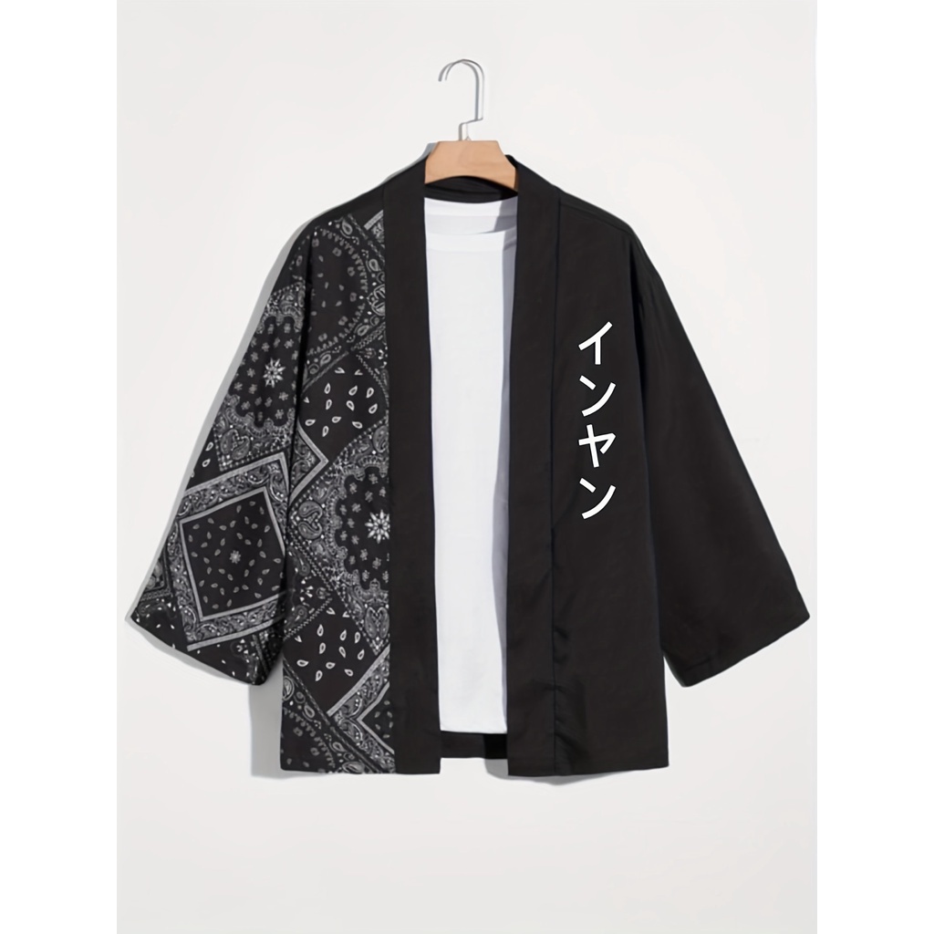 เสื้อกิโมโนลําลอง ทรงหลวม สไตล์ญี่ปุ่นเรโทร สําหรับผู้ชาย