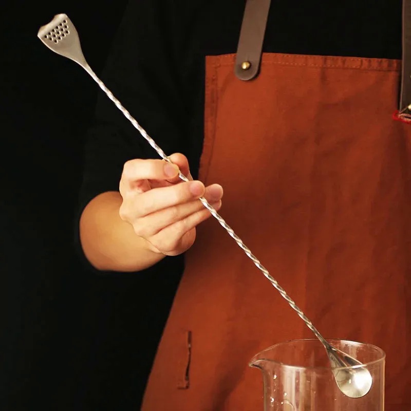 Stainless Steel Spiral Handle Cocktail Spoon Bartender Mixing Spoon Drink Shaker Muddler Stirrer Bar Barware Kitchen Acc