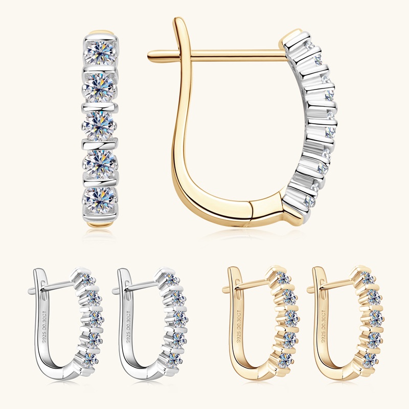 จริง Moissanite 0.6ct U รูปร่างสีขาว D Luxury Hoop ต่างหู S925 เงินสเตอร์ลิงการรับรอง GRA สามารถ Pass Test สําหรับหมั้นงานแต่งงานพิธีข้อเสนอ