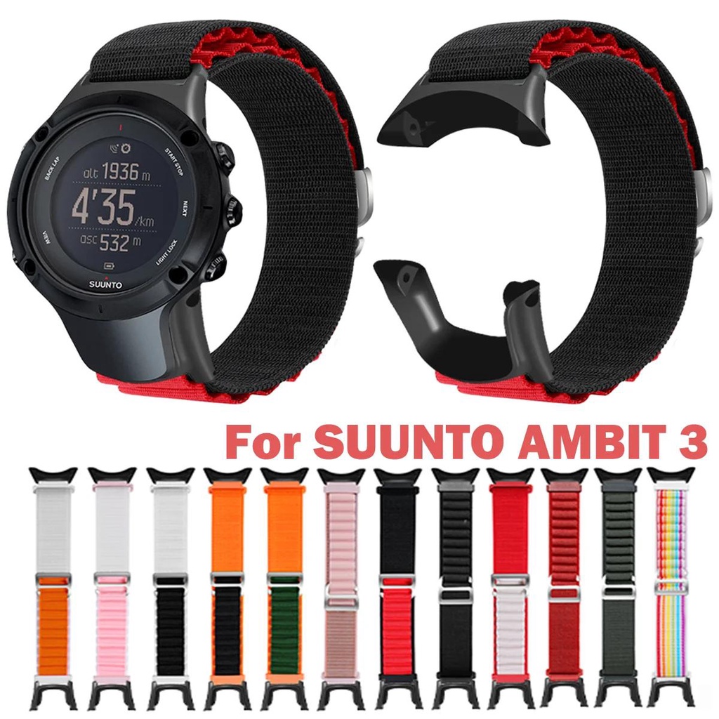 สายนาฬิกาข้อมือไนล่อน ยืดหยุ่น สีเงิน แบบเปลี่ยน สําหรับ Suunto AMBIT 3