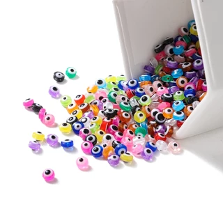 evil eye ตาปีศาจ 50 ชิ้นลูกปัดเรซิ่นสีสันสดใสอุปกรณ์เสริมแฟชั่นสําหรับอุปกรณ์เสริม diyดวงตาของปีศาจลูกปัดตา