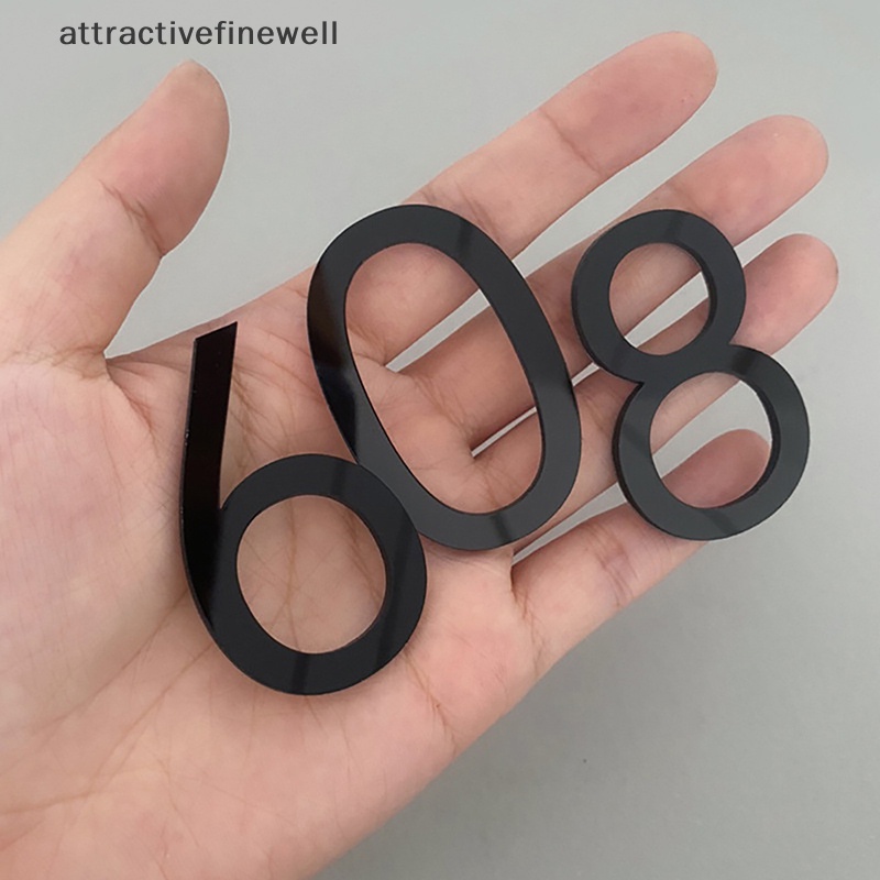 [attractivefinewell] สติกเกอร์ตัวเลข 0-9 3D มีกาวในตัว สไตล์โมเดิร์น สําหรับติดตกแต่งประตูโรงแรม ตู้จดหมาย บ้าน