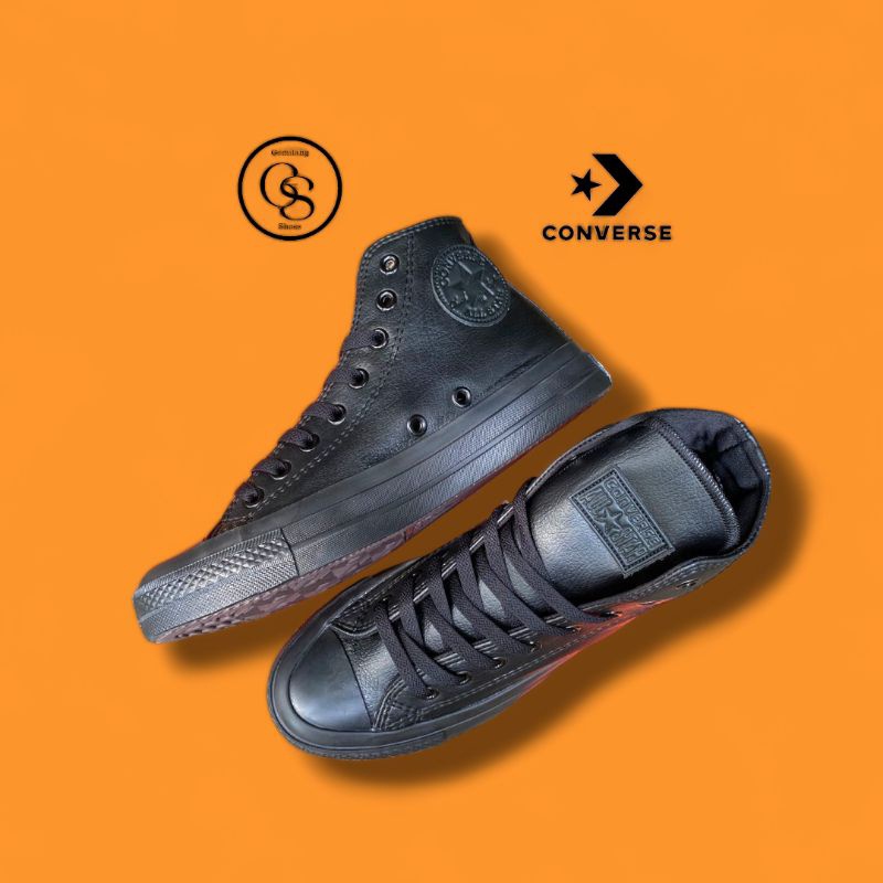 Sepatu Convers3 All Star Kulit / PVC premium Full Black High Sepatu Pria Sepatu Converse All Star K