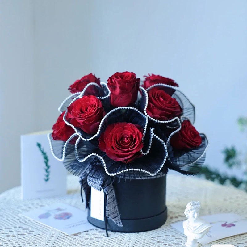 ช่อดอกไม้ ผ้าตาข่าย ประดับมุก สําหรับตกแต่งขอบ ห่อของขวัญวันวาเลนไทน์ วันแม่ - 3