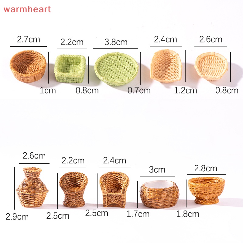 (warmheart) ตะกร้าไม้ไผ่ ที่ตักขยะ เฟอร์นิเจอร์จิ๋ว สําหรับตกแต่งบ้านตุ๊กตา 1/12