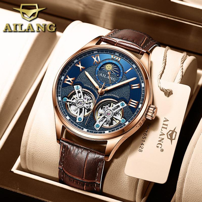 นาฬิกาข้อมืออัตโนมัติ Ailang Double Flywheel Reloj de hombre สําหรับผู้ชาย