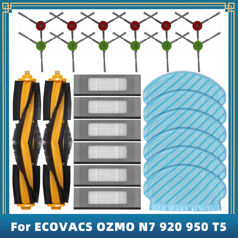 สําหรับ Ecovacs Deboot OZMO N7 920 950 T5 Yeedi 2 Hybrid อะไหล่อุปกรณ์เสริมหลักแปรงด้านข้าง Hepa กรอง Mop ผ้า