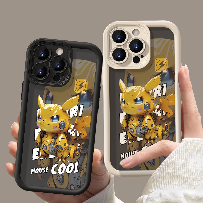 Cool แฟชั่น Pokemon ตลก Pikachu นุ่มหนาสําหรับ IPhone X XR XS Max 11 12 13 14 15 16 Pro Max 14 15 Plus 7 8 Plus ป้องกันเลนส์ Anti Fall กรณีซิลิโคนฝาครอบ
