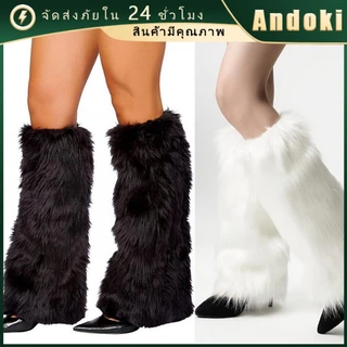 1คู่ ถุงเท้าบุตประดับขน Faux ยาว47CM แฟชั่นสตรี Boot Cover Santa Christmas ถุงเท้าบูท