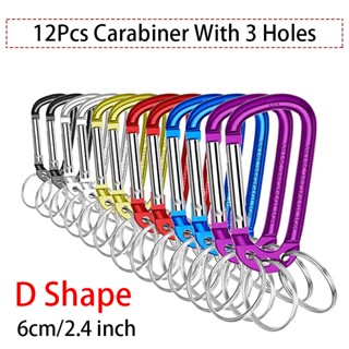 คลิปตะขอคาราบิเนอร์ อลูมิเนียม รูปตัว D พร้อมพวงกุญแจ 3 ชิ้น…