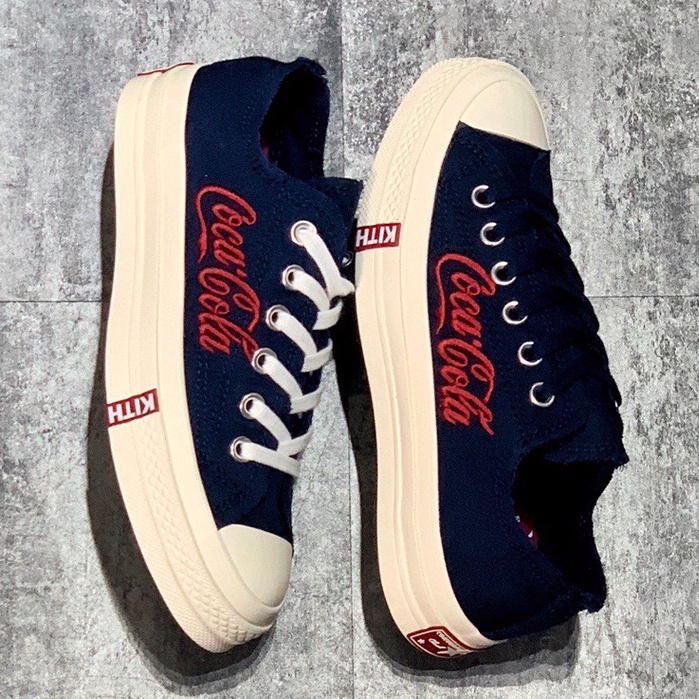 Kith x Coca-Cola x Converse Chuck 70 Low Low-Top Casual Sneakers Navy Blue แฟชั่น  รองเท้า free shi
