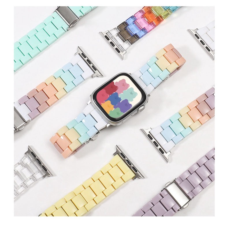 สายนาฬิกาข้อมือเรซิ่น สีรุ้ง สําหรับ iWatch 41 มม. 45 44 40 49 มม. iWatch 8 7 6 5 4 3