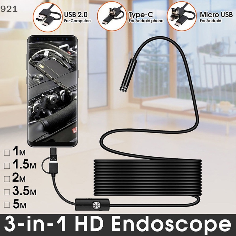 Nuannuaaaa 3 in 1 กล้องเอนโดสโคป USB Type-C เลนส์ 5.5 7 8 มม. HD IP68