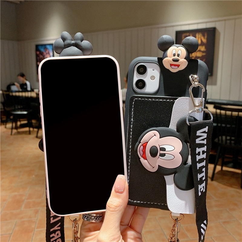 เข้ากันได้สำหรับ Samsung Galaxy S26 S25 S24 S23 S22 Ultra S21 S20 FE S10 S9 S8 Plus เคสโทรศัพท์มือถือ ลายการ์ตูนมิกกี้ มินนี่เมาส์ พร้อมสายคล้อง และช่องใส่บัตร สําหรับ ราคา ถูกที่สุด ดีลบีเคเค แกลเลอรีภาพที่ 7