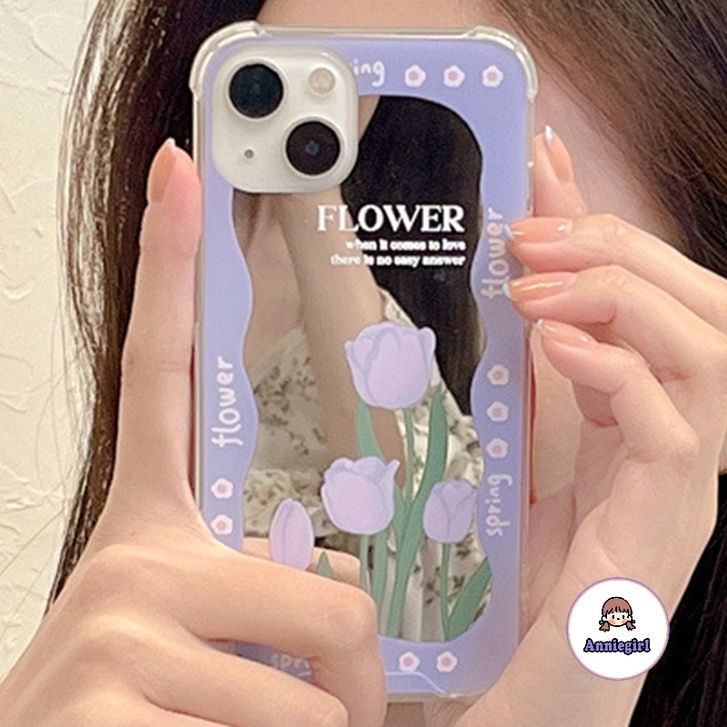เคสโทรศัพท์มือถือ แบบนิ่ม ป้องกันกระแทก ลายดอกทิวลิป สีม่วง สําหรับ IPhone 11 15 14 Pro Max 12 13 Promax XS XR 7 8Plus