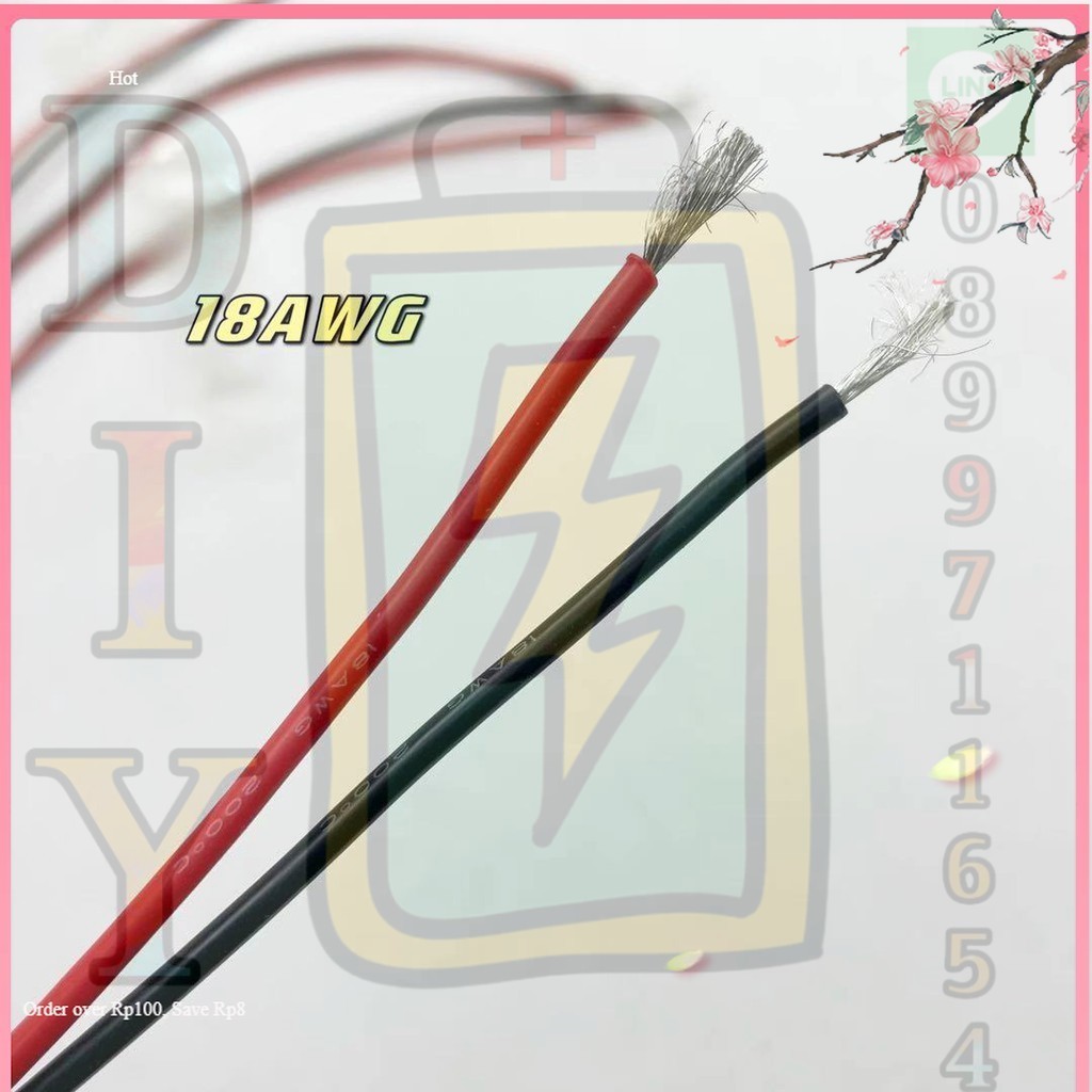 [ส่งด่วนในไทย]สายไฟดำแดง-แดงดำ 12AWG-24AWG สายไฟซิลิโคน ทนต่อความร้อนได้สูง ขายเป็นเมตร