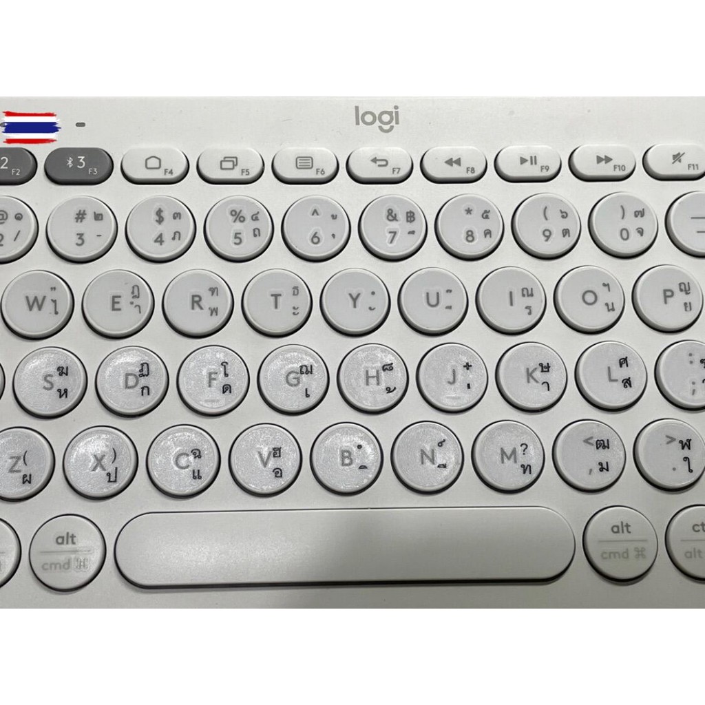 สติ๊กเกอร์ sticker คีย์อร์ด keyboard วงกลม K380 K480 ภาษาไทย แใส แด้าน เพื่อการสะท้อนของแสง