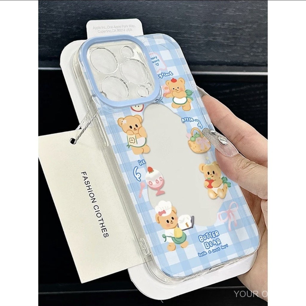 ใหม่ เคส iPhone 14 น่ารัก รูปหมีเนย เคสนุ่มสำหรับ iPhone 13 15 12 Pro Max/XS/7 8 Plus XR/XS 7 Plus 8P เคสป้องกันกรอบ iPhone แบบปรับแต่งได้ QVH3