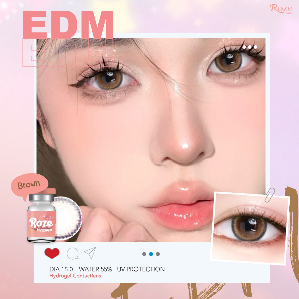 💋 มีค่าสายตา 💋 Rozelens  EDM Gray Brown   💋  บิ๊กอาย สุดปัง คอนแทคเลนส์ รายเดือน มีอย แถมตลับฟรี  เล