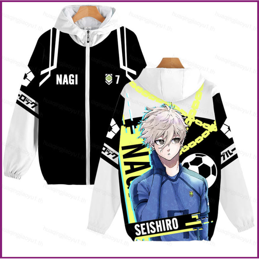 ใหม่ล่าสุด Blue Lock เสื้อแจ็คเก็ตแขนยาว Unisex ซิปด้านบนคอสเพลย์ 3D Coat Reo Nagi Seishirou ลําลองแฟชั่นOuterwear